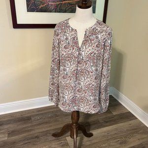 Loft M Medium Paisley Mixed Media Longsleeved L/S Shirt Excellent Like New